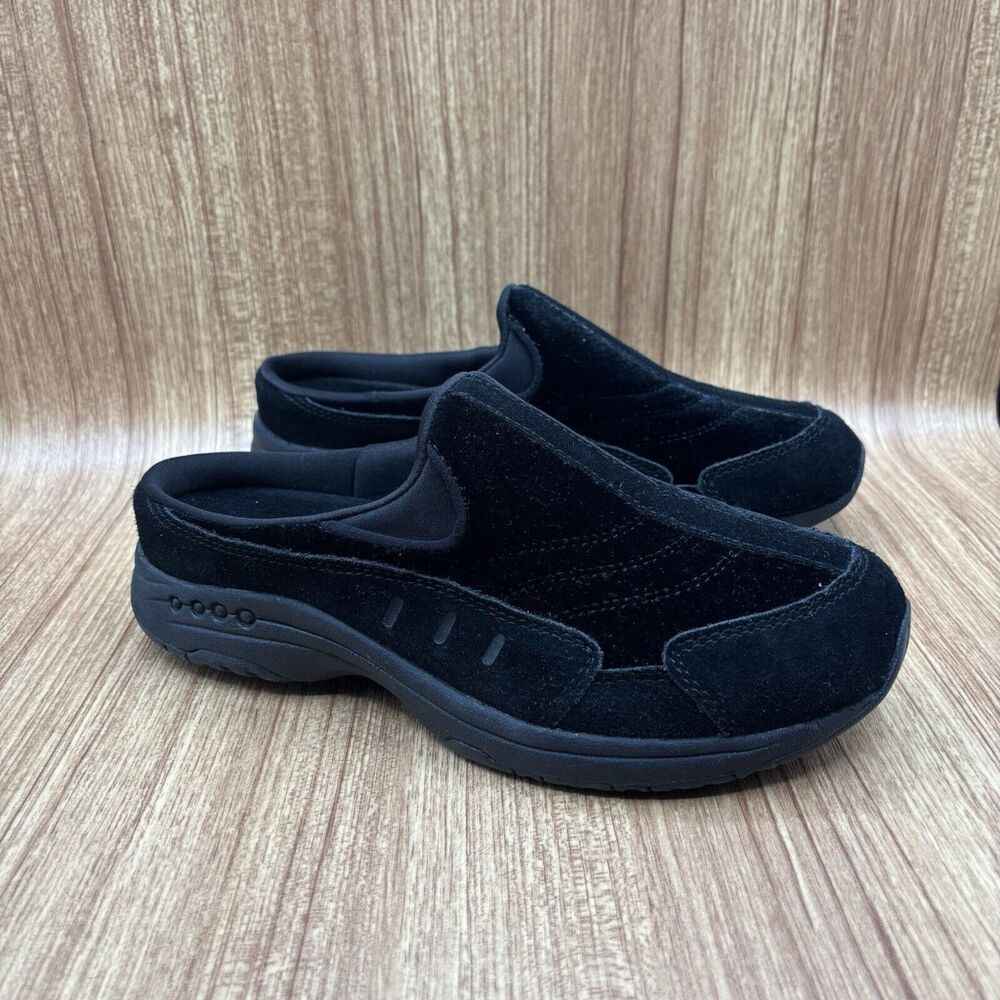 Easy Spirit Traveltime Clog Black Velvet and Suede‎ Women's Size 9W